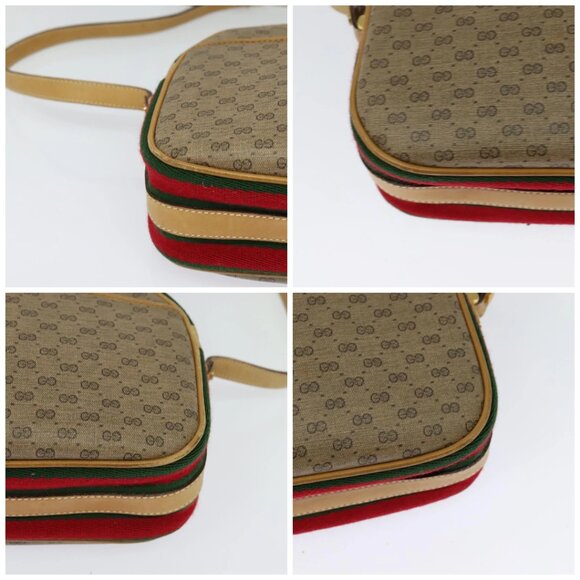 GUCCI Micro GG Supreme Web Sherry Line Bag PVC Beige Gold Auth gh497 - Picture 16 of 16